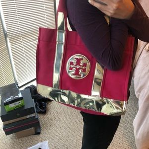 Tory Burch Hot Pink/Metallic Tote